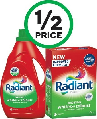 Woolworths Radiant Laundry Liquid 2 Litre or Powder 2 kg offer