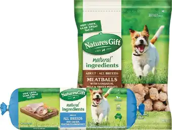 Woolworths Nature’s Gift Meatballs 700g or Dog Food Roll 1.4 kg offer