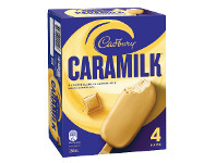 Woolworths Cadbury Caramilk Sticks 360ml Pk 4, Cadbury Bars 300ml or Sticks 360ml Pk 4 – From the Freezer offer
