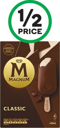 Woolworths Streets Magnum Sticks 360-428ml Pk 4/6 – Excludes Luxe Sticks offer
