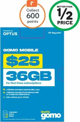 GOMO $25 SIM~