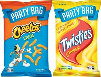 Coles Burger Rings, Twisties or Cheetos Party Bag 165g-270g offer