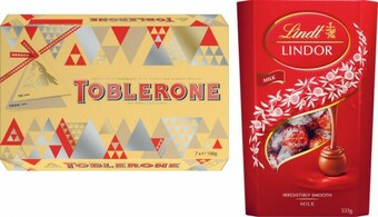 Coles Toblerone 700g or Lindt Cornet 327g-333g offer