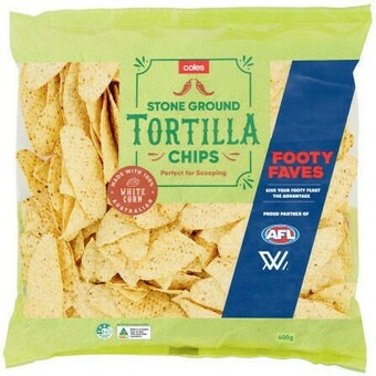 Coles Coles Footy Faves Stone Ground Tortilla Chips 400g offer