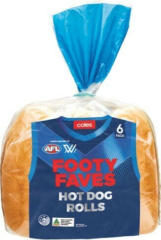 Coles Coles Footy Faves Hot Dog Rolls 6 Pack offer
