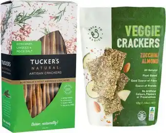 Coles Tuckers Artisan Crackers 100g or Back to Basics Veggie Crackers 45g offer