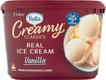 Coles Bulla Creamy Classics 2 Litre or Cookie Sandwich 4 Pack offer