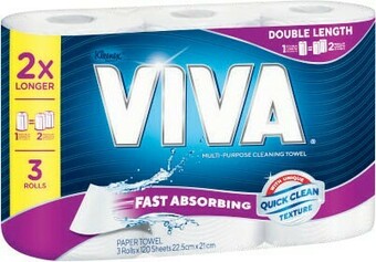 Coles Viva Paper Towel Double Length 3 Pack offer