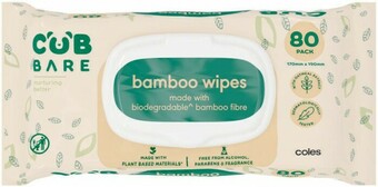Coles CUB Bare Bamboo Wipes 80 Pack offer