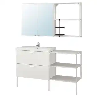 IKEA Enhet / tvällen bathroom furniture, set of 15, white/pilkån tap, 142x43x87 cm offer