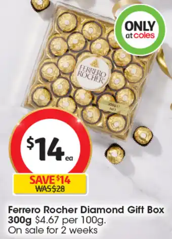 Coles Ferrero Rocher Diamond Gift Box 300g offer