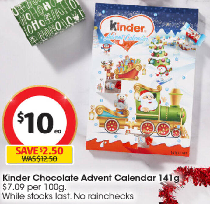 Kinder Chocolate Advent Calendar 141g offer at Coles