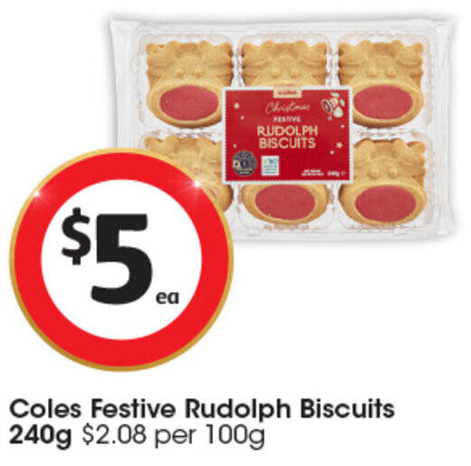 Coles Festive Rudolph Biscuits 240g offer at Coles