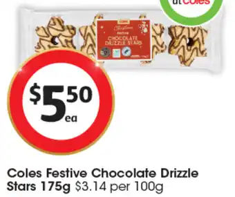 Coles Coles Festive Chocolate Drizzle Stars 175g offer
