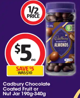Cadbury Chocolate Coated Fruit or Nut Jar 190g-340g