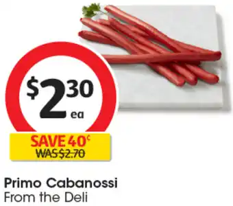 Coles Primo Cabanossi offer