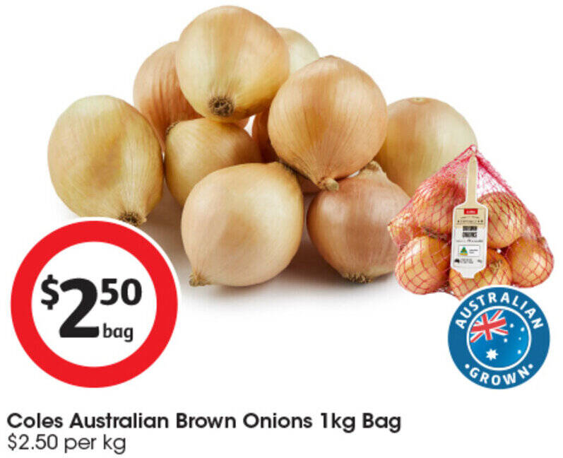 Coles Australian Brown Onions 1kg Bag offer at Coles