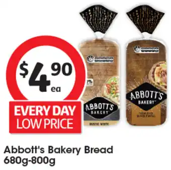 Coles Abbott's Bakery Bread 680g-800g offer