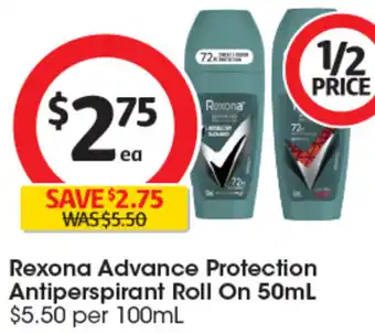 Coles Rexona Advance Protection Antiperspirant Roll On 50mL offer