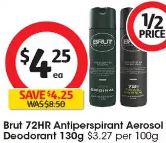 Coles Brut 72HR Antiperspirant Aerosol Deodorant 130g offer