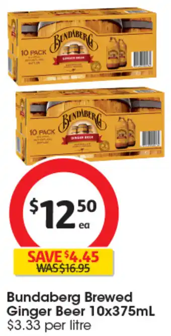 Coles Bundaberg Brewed Ginger Beer 10x375mL offer