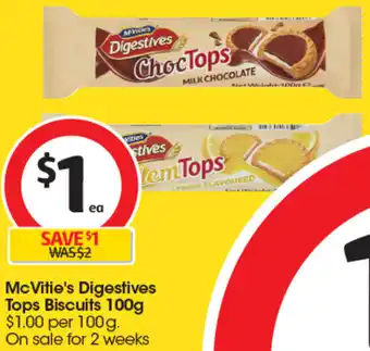 Coles McVitie's Digestives Tops Biscuits 100g offer