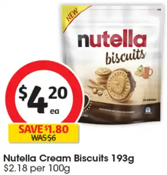 Coles Nutella Cream Biscuits 193g offer
