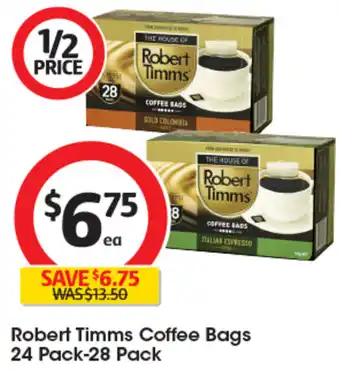 Coles Robert Timms Coffee Bags 24 Pack-28 Pack offer