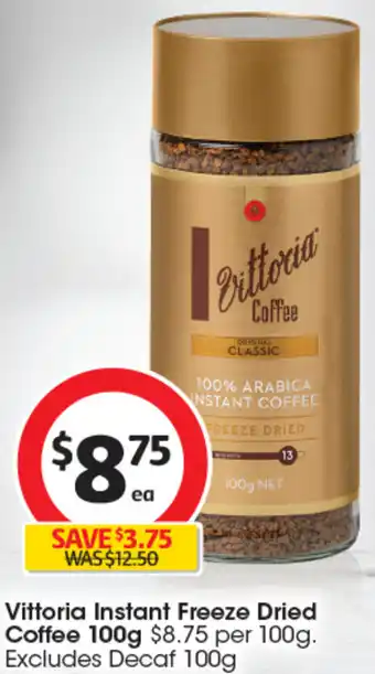 Coles Vittoria Instant Freeze Dried Coffee 100g offer