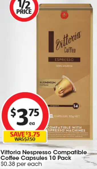 Coles Vittoria Nespresso Compatible Coffee Capsules 10 Pack offer