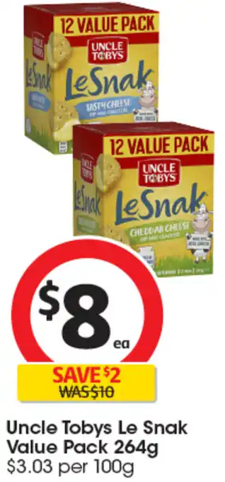 Coles Uncle Tobys Le Snak Value Pack 264g offer