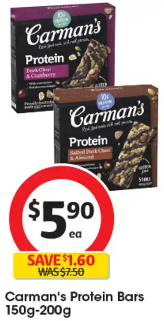 Coles Carman's Protein Bars 150g-200g offer