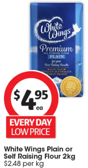 Coles White Wings Plain or Self Raising Flour 2kg offer