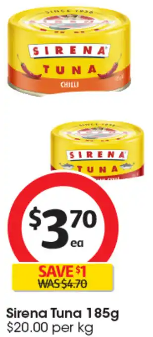 Coles Sirena Tuna 185g offer