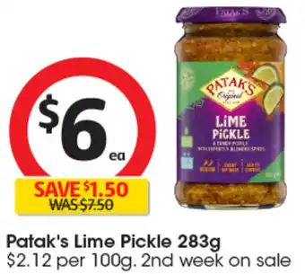 Coles Patak's Lime Pickle 283g offer
