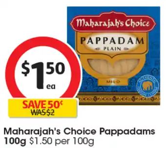 Coles Maharajah's Choice Pappadams 100g offer