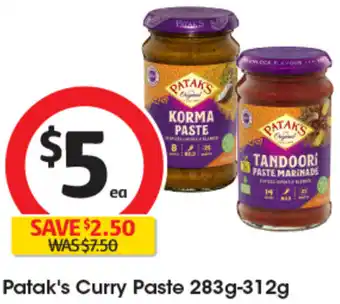 Coles Patak's Curry Paste 283g-312g offer