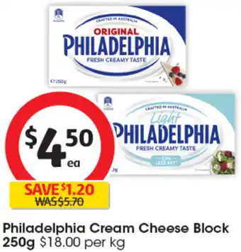 Coles Philadelphia Cream Cheese Block 250g offer