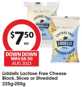 Coles Liddells Lactose Free Cheese Block, Slices or Shredded offer