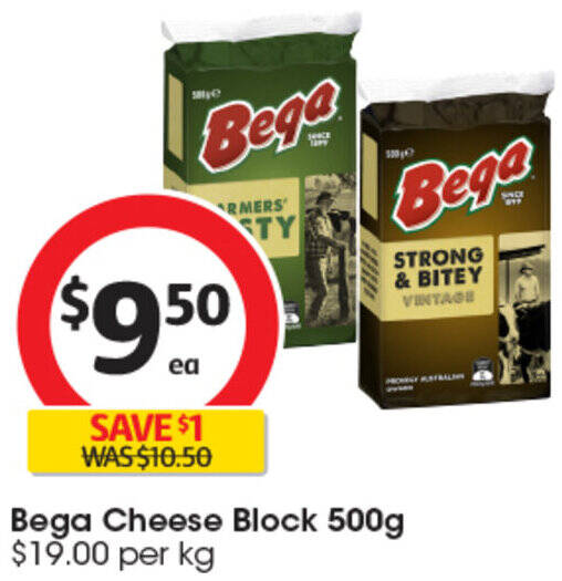 Bega Cheese Block 500g offer at Coles