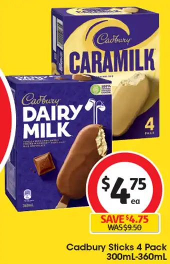Coles Cadbury Sticks 4 Pack 300mL-360mL offer