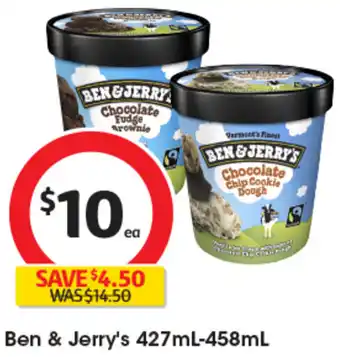 Coles Ben & Jerry's 427mL-458mL offer