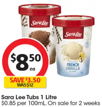 Coles Sara Lee Tubs 1 Litre offer