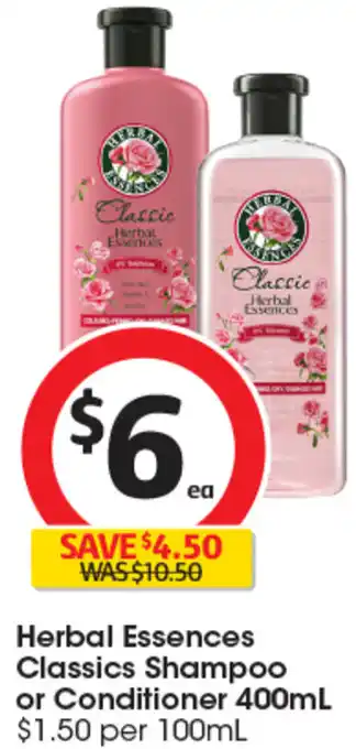 Coles Herbal Essences Classics Shampoo or Conditioner 400mL offer