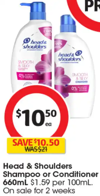 Coles Head & Shoulders Shampoo or Conditioner 660mL offer