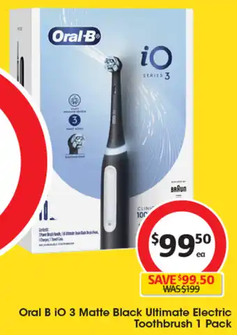 Coles Oral B iO 3 Matte Black Ultimate Electric Toothbrush 1 Pack offer