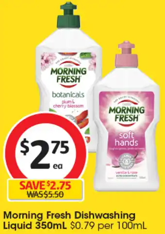 Coles Morning Fresh Dishwashing Liquid 350mL offer