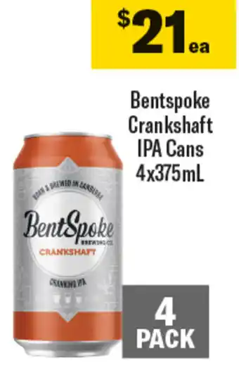 Bentspoke Crankshaft IPA Cans 4x375mL