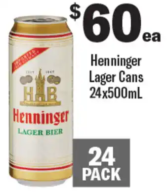 Henninger Lager Cans 24x500mL