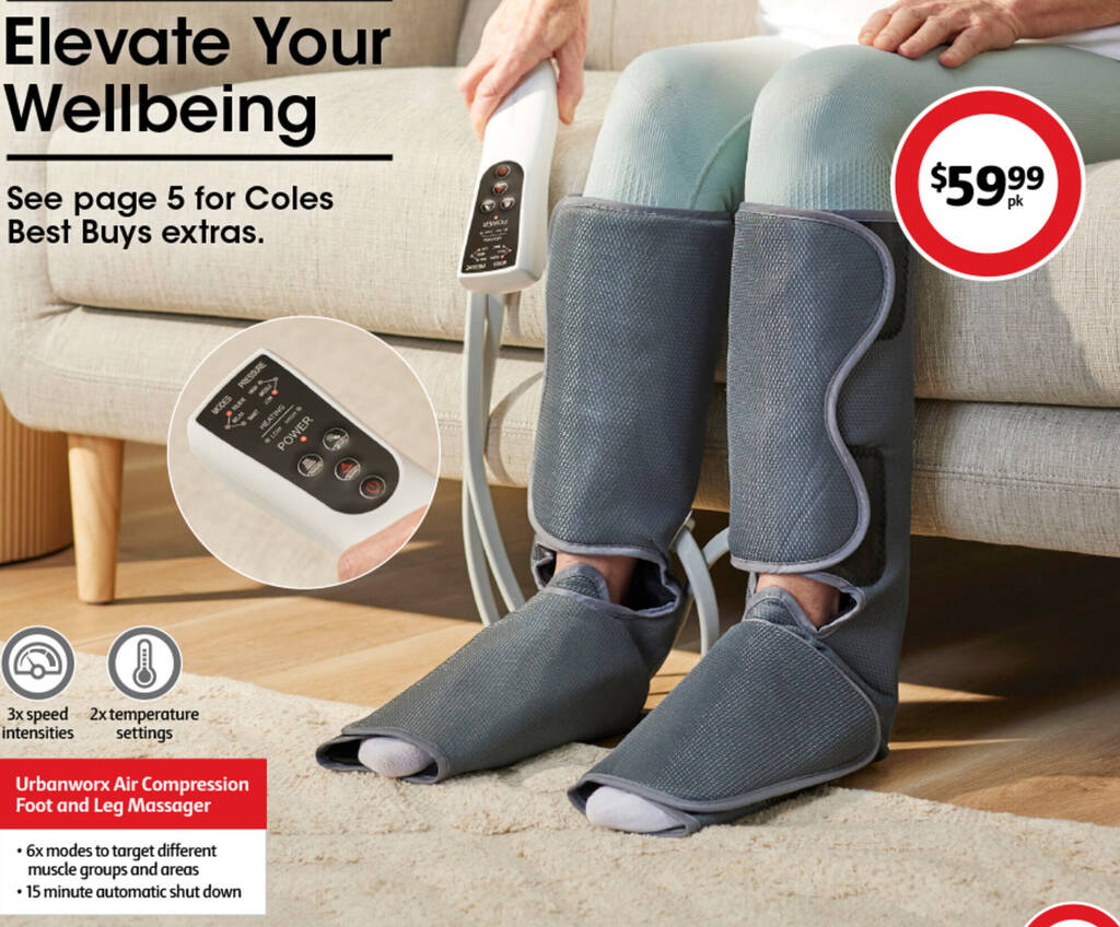 Urbanworx Air Compression Foot and Leg Massager offer at Coles